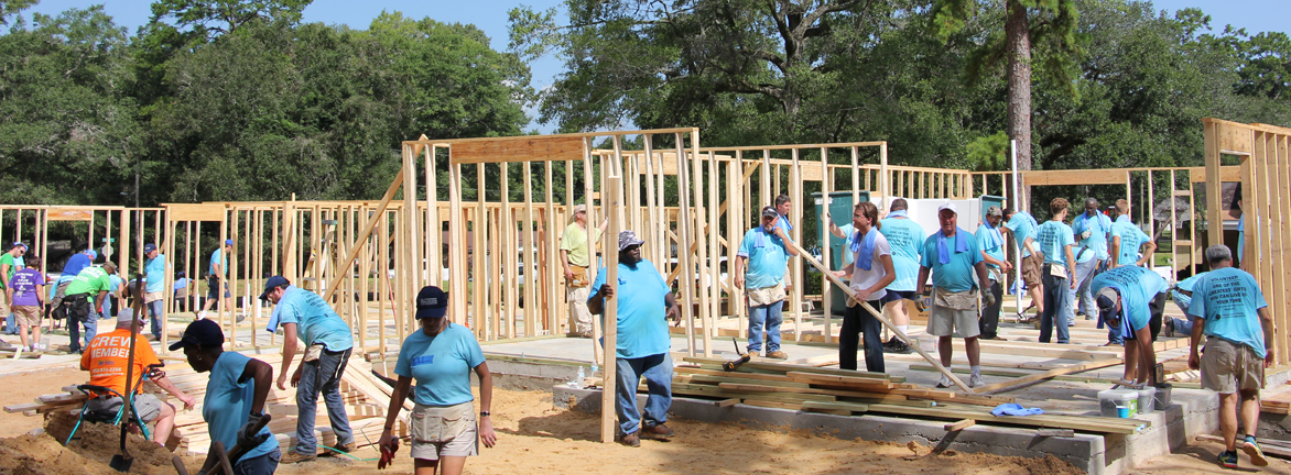 City employees building a home